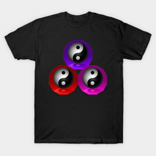 Yin Yang Triangle - Purple, Pink and Red T-Shirt